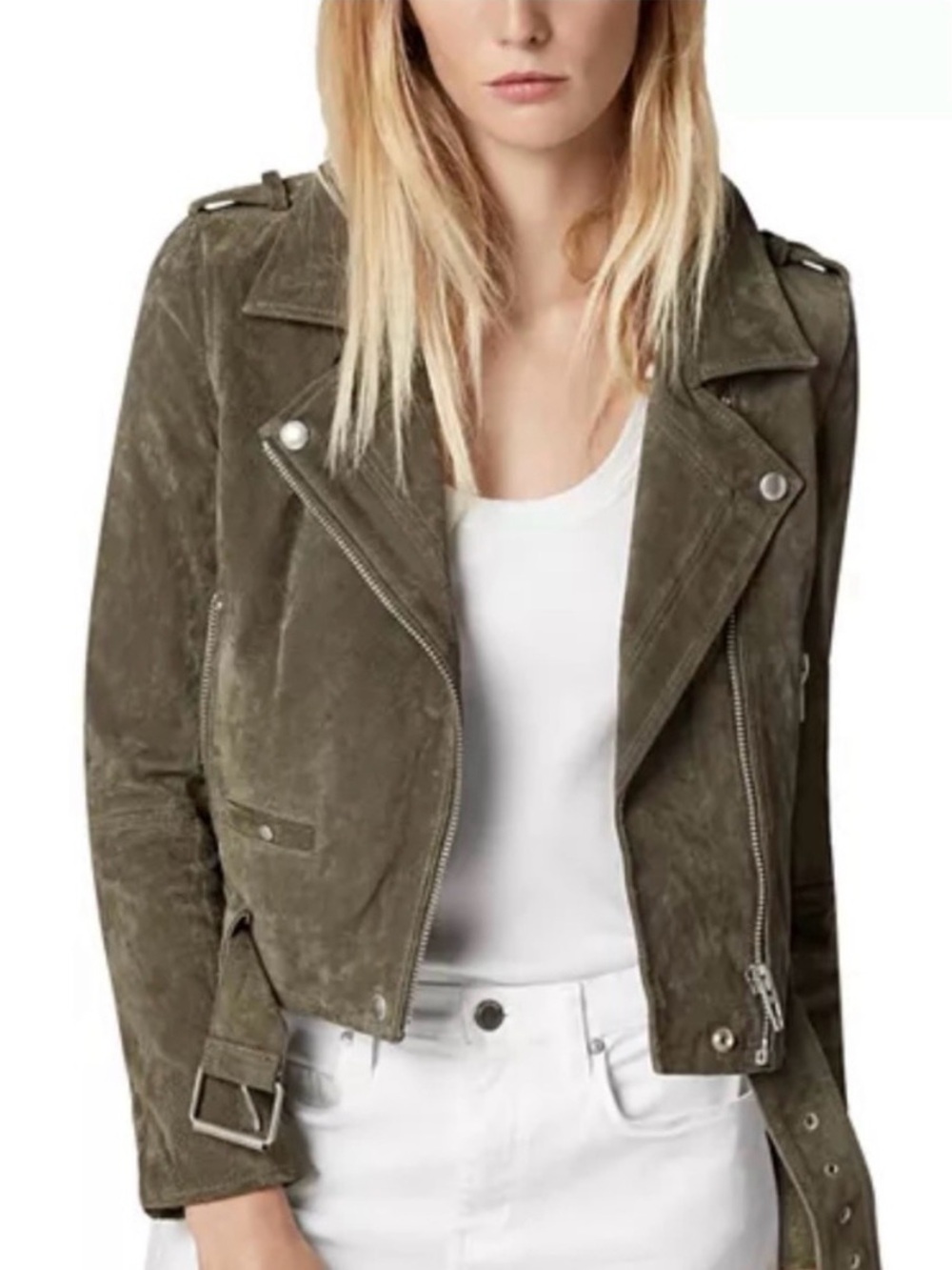 Blank NYC Suede Moto Jacket - Olive